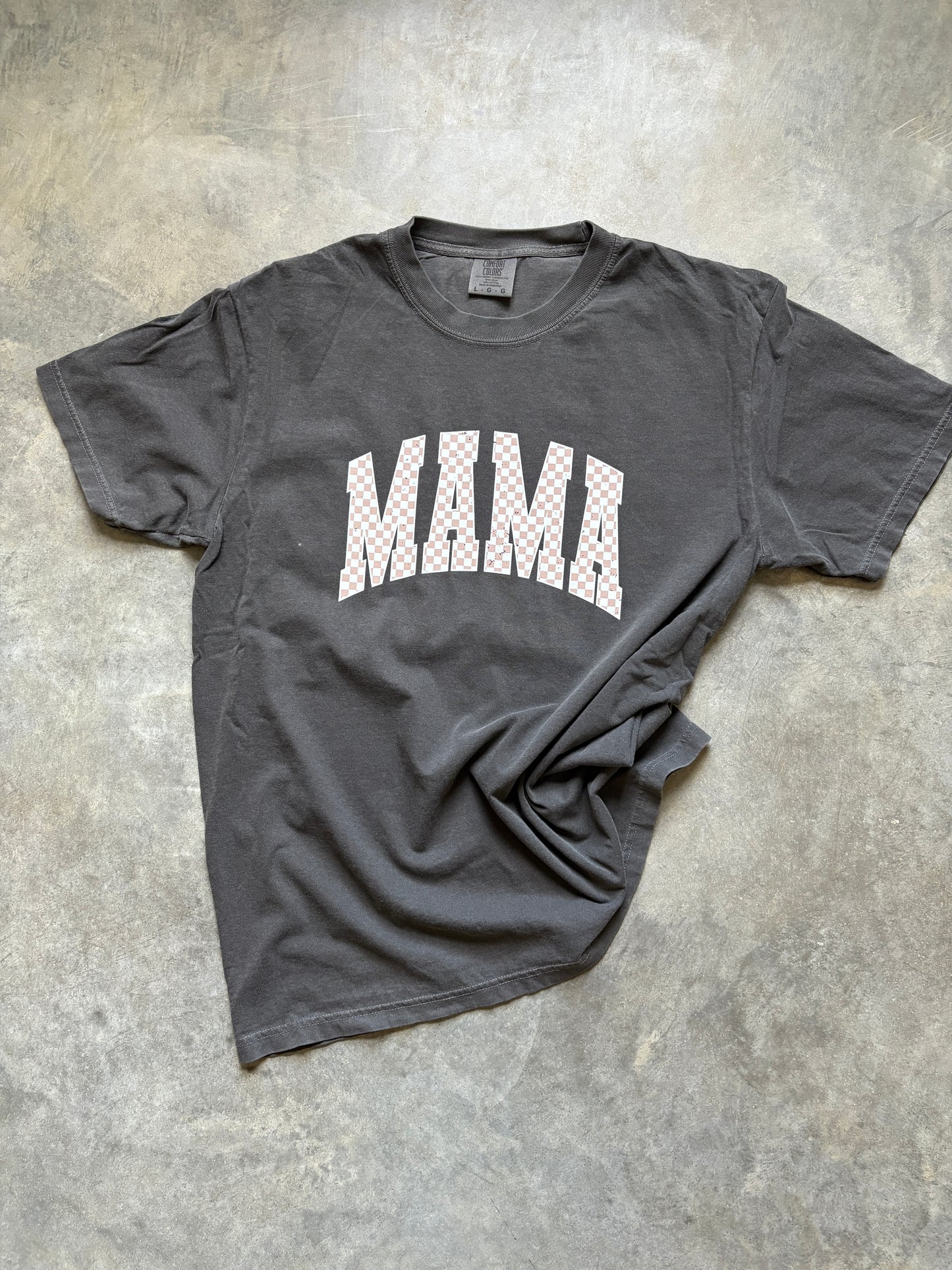 Neutral Checkered MAMA - Crewneck Sweatshirt